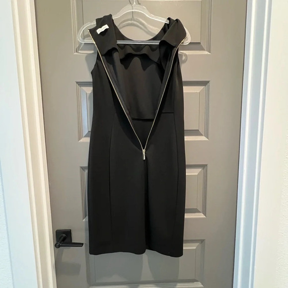 Calvin Klein Black A-Line Asymmetrical Dress Size 10 - Picture 9 of 11